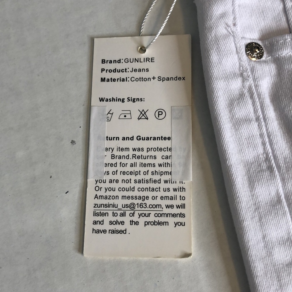 Fredd Marshall Women’s White Cotton Blend 5 Pocket Distressed Zipper Jean Size 7 - Picture 10 of 10